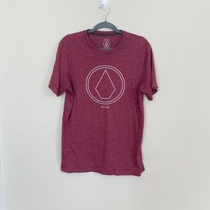 Volcom Mens Short Sleeve Crew Neck T-shirt in Red with Logo (Size Medium)